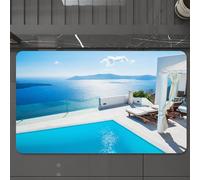 EMCLKS Tappeto Bagno 60x90 cm,Edifici bianchi in Terra Santa, Grecia. Decorazione di una lussuosa piscina,Tappetino Assorbente e Antiscivolo in Microfibra per Bagno,Cucina,Camera da Letto,Corridoio