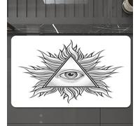 EMCLKS Tappeto Bagno 60x90 cm,Emblema mistico triangolare con un occhio al centro, circondato da raggi flu,Tappetino Assorbente e Antiscivolo in Microfibra per Bagno,Cucina,Camera da Letto,Corridoio