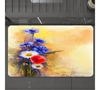 EMCLKS Tappeto Bagno 60x90 cm,Fiore acquerello, fiori di papavero, fiordaliso pastello,Tappetino Assorbente e Antiscivolo in Microfibra per Bagno,Cucina,Camera da Letto,Corridoio