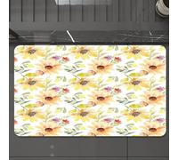 EMCLKS Tappeto Bagno 60x90 cm,Fiore acquerello, girasoli estivi color pastello con foglie,Tappetino Assorbente e Antiscivolo in Microfibra per Bagno,Cucina,Camera da Letto,Corridoio