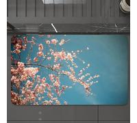 EMCLKS Tappeto Bagno 60x90 cm,Fiori di ciliegio rosa nel cielo azzurro, fiori di ciliegio in piena fioritu,Tappetino Assorbente e Antiscivolo in Microfibra per Bagno,Cucina,Camera da Letto,Corridoio
