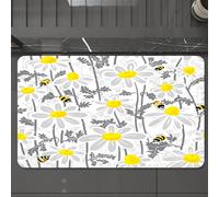 EMCLKS Tappeto Bagno 60x90 cm,Fiori grigi di margherita conin primavera, petali di miele, purezza della na,Tappetino Assorbente e Antiscivolo in Microfibra per Bagno,Cucina,Camera da Letto,Corridoio