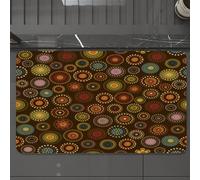 EMCLKS Tappeto Bagno 60x90 cm,Fiori orientali circolari di ispirazione orientale, fiori etnici rotondi vin,Tappetino Assorbente e Antiscivolo in Microfibra per Bagno,Cucina,Camera da Letto,Corridoio