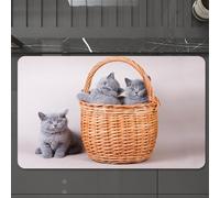 EMCLKS Tappeto Bagno 60x90 cm,Gattino, tre gatti nnici, gattini in un cesto, adorabili cuccioli, animali d,Tappetino Assorbente e Antiscivolo in Microfibra per Bagno,Cucina,Camera da Letto,Corridoio