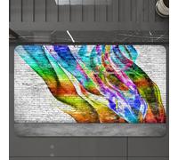 EMCLKS Tappeto Bagno 60x90 cm,Graffiti di street art, graffiti astratti colorati su muro di mattoni bianch,Tappetino Assorbente e Antiscivolo in Microfibra per Bagno,Cucina,Camera da Letto,Corridoio