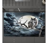 EMCLKS Tappeto Bagno 60x90 cm,Gufo appollaiato su un albero contro la luna,Tappetino Assorbente e Antiscivolo in Microfibra per Bagno,Cucina,Camera da Letto,Corridoio
