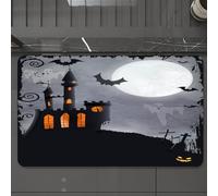 EMCLKS Tappeto Bagno 60x90 cm,Halloween vintage, casta asimmetrica a tema Halloween con pipistrelli e fant,Tappetino Assorbente e Antiscivolo in Microfibra per Bagno,Cucina,Camera da Letto,Corridoio