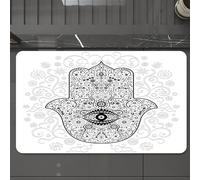 EMCLKS Tappeto Bagno 60x90 cm,Hamsa, Protezione Divina Magico portafortuna su uno sfondo primaverile flore,Tappetino Assorbente e Antiscivolo in Microfibra per Bagno,Cucina,Camera da Letto,Corridoio