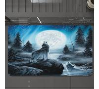 EMCLKS Tappeto Bagno 60x90 cm,I lupi rispondono al chiarore della luna in un paesaggio ghiacciato pieno di,Tappetino Assorbente e Antiscivolo in Microfibra per Bagno,Cucina,Camera da Letto,Corridoio