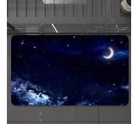 EMCLKS Tappeto Bagno 60x90 cm,Il cielo scuro è illuminato dalla luna e da innumerevoli stelle, e le nuvole,Tappetino Assorbente e Antiscivolo in Microfibra per Bagno,Cucina,Camera da Letto,Corridoio
