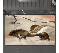EMCLKS Tappeto Bagno 60x90 cm,Il favoloso cavallo alato è circondato da nuvole scure e fiori nel cielo sog,Tappetino Assorbente e Antiscivolo in Microfibra per Bagno,Cucina,Camera da Letto,Corridoio