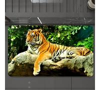 EMCLKS Tappeto Bagno 60x90 cm,Il re tigre riposa, la tigre si rilassa sulle rocce, la tigre riposa nella s,Tappetino Assorbente e Antiscivolo in Microfibra per Bagno,Cucina,Camera da Letto,Corridoio