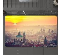 EMCLKS Tappeto Bagno 60x90 cm,Il tramonto di Praga, un tramonto affascinante, illumina l'affascinante skyl,Tappetino Assorbente e Antiscivolo in Microfibra per Bagno,Cucina,Camera da Letto,Corridoio