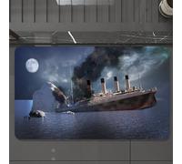 EMCLKS Tappeto Bagno 60x90 cm,Il transatlantico Titanic si schiantò contro un iceberg nel 1912 nell'Oceano,Tappetino Assorbente e Antiscivolo in Microfibra per Bagno,Cucina,Camera da Letto,Corridoio