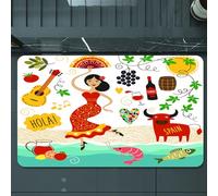 EMCLKS Tappeto Bagno 60x90 cm,Illustrazione del vibrante talento spagnolo, descrizione degli allegri eleme,Tappetino Assorbente e Antiscivolo in Microfibra per Bagno,Cucina,Camera da Letto,Corridoio