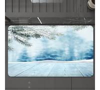 EMCLKS Tappeto Bagno 60x90 cm,Inverno, assi di legno e conifere Nevicata R,Tappetino Assorbente e Antiscivolo in Microfibra per Bagno,Cucina,Camera da Letto,Corridoio