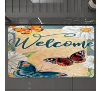 EMCLKS Tappeto Bagno 60x90 cm,Iris viola e rossi, fiori botanici. Fiore selvatico primaverile con foglie.,Tappetino Assorbente e Antiscivolo in Microfibra per Bagno,Cucina,Camera da Letto,Corridoio