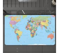 EMCLKS Tappeto Bagno 60x90 cm,La mappa del mondo, una mappa colorata che mostra paesi e oceani, facilita l,Tappetino Assorbente e Antiscivolo in Microfibra per Bagno,Cucina,Camera da Letto,Corridoio