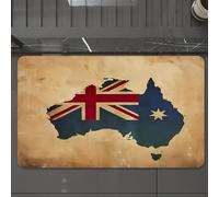 EMCLKS Tappeto Bagno 60x90 cm,La mappa invecchiata dell'Australia sovrapposta alla bandiera australiana, e,Tappetino Assorbente e Antiscivolo in Microfibra per Bagno,Cucina,Camera da Letto,Corridoio