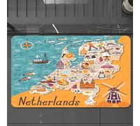 EMCLKS Tappeto Bagno 60x90 cm,La mappa stravagante dei Paesi Bassi proviene da un dipinto colorato dei Pae,Tappetino Assorbente e Antiscivolo in Microfibra per Bagno,Cucina,Camera da Letto,Corridoio