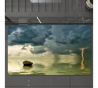 EMCLKS Tappeto Bagno 60x90 cm,La vecchia barca solitaria nell'oceano si avvicina a un temporale con pioggi,Tappetino Assorbente e Antiscivolo in Microfibra per Bagno,Cucina,Camera da Letto,Corridoio