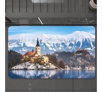 EMCLKS Tappeto Bagno 60x90 cm,Lago di Bled con la chiesa dell'Assunzione di Maria sulla piccola isola; Ble,Tappetino Assorbente e Antiscivolo in Microfibra per Bagno,Cucina,Camera da Letto,Corridoio