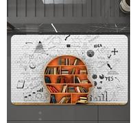 EMCLKS Tappeto Bagno 60x90 cm,Libreria in legno della saggezza a forma di testa umana, libri, conoscenza a,Tappetino Assorbente e Antiscivolo in Microfibra per Bagno,Cucina,Camera da Letto,Corridoio