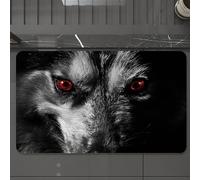EMCLKS Tappeto Bagno 60x90 cm,Lo sguardo sinistro di un cane dagli occhi rossi fiammeggianti avvolti nell',Tappetino Assorbente e Antiscivolo in Microfibra per Bagno,Cucina,Camera da Letto,Corridoio
