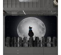 EMCLKS Tappeto Bagno 60x90 cm,Luna, Silhouette di un gatto che mi guarda con la luna piena,Tappetino Assorbente e Antiscivolo in Microfibra per Bagno,Cucina,Camera da Letto,Corridoio