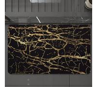EMCLKS Tappeto Bagno 60x90 cm,Lussuoso motivo in marmo nero e oro con complesse radianze dorate di lusso,Tappetino Assorbente e Antiscivolo in Microfibra per Bagno,Cucina,Camera da Letto,Corridoio