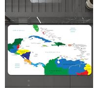 EMCLKS Tappeto Bagno 60x90 cm,Mappa, America Centrale e Isole dei Caraibi Mappa Paesi Città Nomi Regioni P,Tappetino Assorbente e Antiscivolo in Microfibra per Bagno,Cucina,Camera da Letto,Corridoio