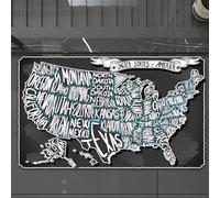 EMCLKS Tappeto Bagno 60x90 cm,Mappa degli Stati Uniti, città americane, stile calligrafico, geografia dell,Tappetino Assorbente e Antiscivolo in Microfibra per Bagno,Cucina,Camera da Letto,Corridoio