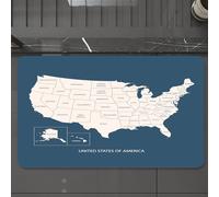 EMCLKS Tappeto Bagno 60x90 cm,MAPPA DEGLI USA CON I NOMI DEI PAESI MAPPA DEGLI STATI UNITI D'AMERICA MAPPA,Tappetino Assorbente e Antiscivolo in Microfibra per Bagno,Cucina,Camera da Letto,Corridoio