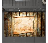 EMCLKS Tappeto Bagno 60x90 cm,Mappa dell'isola, mappa del tesoro su legno rustico X segna il punto di oro,Tappetino Assorbente e Antiscivolo in Microfibra per Bagno,Cucina,Camera da Letto,Corridoio