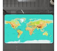 EMCLKS Tappeto Bagno 60x90 cm,Mappa, mappa del mondo geografia continenti e paesi,Tappetino Assorbente e Antiscivolo in Microfibra per Bagno,Cucina,Camera da Letto,Corridoio