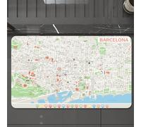 EMCLKS Tappeto Bagno 60x90 cm,Mappa, mappa delle strade di Barcellona, parchi, quartieri, attrazioni, deco,Tappetino Assorbente e Antiscivolo in Microfibra per Bagno,Cucina,Camera da Letto,Corridoio