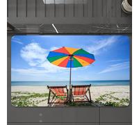 EMCLKS Tappeto Bagno 60x90 cm,Mare, qualche sedia e sole dai colori vivaci, morbidi tappeti da bagno,Tappetino Assorbente e Antiscivolo in Microfibra per Bagno,Cucina,Camera da Letto,Corridoio