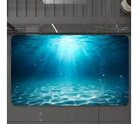 EMCLKS Tappeto Bagno 60x90 cm,Mare sottomarino - Abisso profondo con luce solare blu,Tappetino Assorbente e Antiscivolo in Microfibra per Bagno,Cucina,Camera da Letto,Corridoio