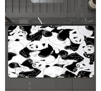 EMCLKS Tappeto Bagno 60x90 cm,Modello senza cuciture con due panda cartoon molto vicini tra loro. Illustra,Tappetino Assorbente e Antiscivolo in Microfibra per Bagno,Cucina,Camera da Letto,Corridoio