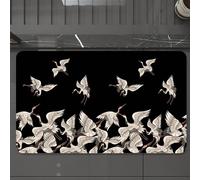 EMCLKS Tappeto Bagno 60x90 cm,Modello senza cuciture con gru bianche giapponesi in diverse pose f,Tappetino Assorbente e Antiscivolo in Microfibra per Bagno,Cucina,Camera da Letto,Corridoio