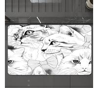 EMCLKS Tappeto Bagno 60x90 cm,Modello senza cuciture con ritratti di gatti in cravatta. Illustrazione vett,Tappetino Assorbente e Antiscivolo in Microfibra per Bagno,Cucina,Camera da Letto,Corridoio
