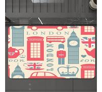 EMCLKS Tappeto Bagno 60x90 cm,Modello senza soluzione di continuità con i simboli di Londra.,Tappetino Assorbente e Antiscivolo in Microfibra per Bagno,Cucina,Camera da Letto,Corridoio