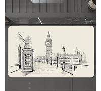 EMCLKS Tappeto Bagno 60x90 cm,Moderna, scena di Londra con il monumento del Big Ben in stile schizzo, oper,Tappetino Assorbente e Antiscivolo in Microfibra per Bagno,Cucina,Camera da Letto,Corridoio