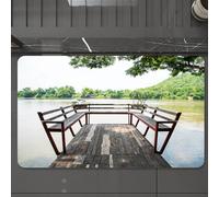 EMCLKS Tappeto Bagno 60x90 cm,Molo di legno nella natura, lungomare tranquillo, molo con vista su lussureg,Tappetino Assorbente e Antiscivolo in Microfibra per Bagno,Cucina,Camera da Letto,Corridoio