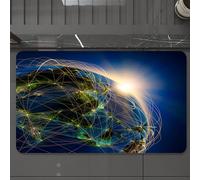 EMCLKS Tappeto Bagno 60x90 cm,Mondo, globo vivente nello spazio, coperto da una rete luminosa e aperta,Tappetino Assorbente e Antiscivolo in Microfibra per Bagno,Cucina,Camera da Letto,Corridoio