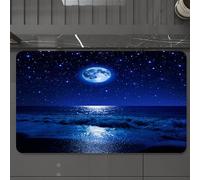 EMCLKS Tappeto Bagno 60x90 cm,Moonlight Beach, Spiaggia con stelle sotto la luna - Tutto il cielo, Superlu,Tappetino Assorbente e Antiscivolo in Microfibra per Bagno,Cucina,Camera da Letto,Corridoio
