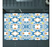 EMCLKS Tappeto Bagno 60x90 cm,Mosaico tradizionale tunisino con influenza spagnola Opera d'arte Azulojo is,Tappetino Assorbente e Antiscivolo in Microfibra per Bagno,Cucina,Camera da Letto,Corridoio