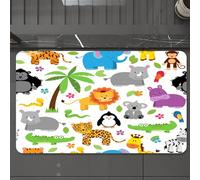 EMCLKS Tappeto Bagno 60x90 cm,Motivi di sfondo a tema animali della giungla o dello zoo piastrellabili sen,Tappetino Assorbente e Antiscivolo in Microfibra per Bagno,Cucina,Camera da Letto,Corridoio