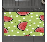 EMCLKS Tappeto Bagno 60x90 cm,Motivo a anguria senza soluzione di continuità su sfondo verde con semi di a,Tappetino Assorbente e Antiscivolo in Microfibra per Bagno,Cucina,Camera da Letto,Corridoio