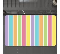 EMCLKS Tappeto Bagno 60x90 cm,Motivo arcobaleno allegro, estivo, a righe, in colori pastello,Tappetino Assorbente e Antiscivolo in Microfibra per Bagno,Cucina,Camera da Letto,Corridoio